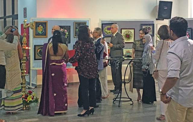 The Ribbon Embroidery Art Exhibition held by the Sri Lankan embassy in Amman on Wednesday  (Photo by Anna Horton)