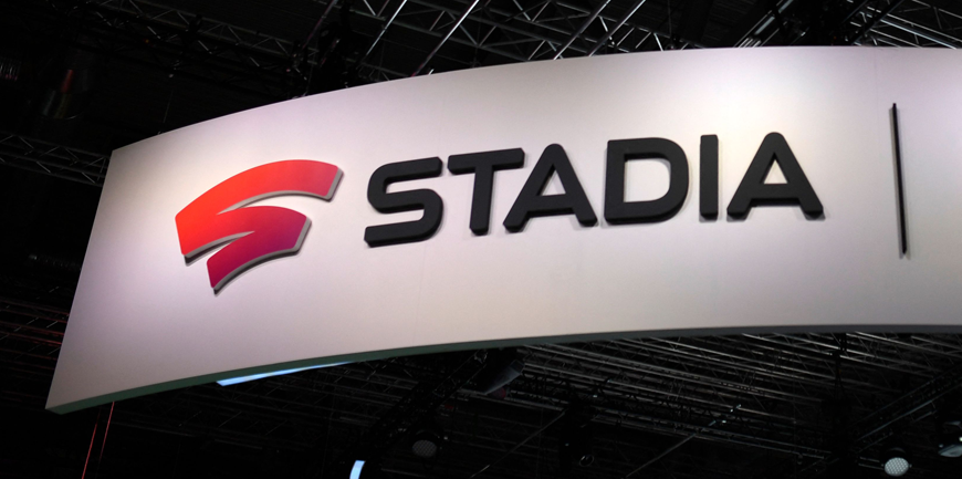 This file photo taken on August 21, 2019, shows the logo of Stadia at the stand of Google Stadia during the Video games trade fair Gamescom in Cologne, western Germany (AFP photo)