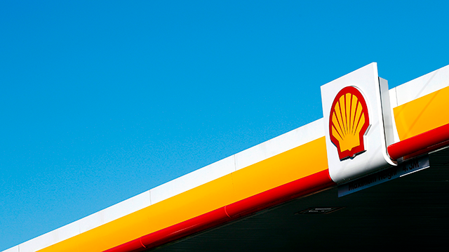 A Shell logo is pictured outside a Royal Dutch Shell petrol station in Hook, near Basingstoke, on January 20, 2016