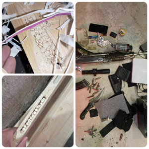 A view of various narcotics, weapons and paraphernalia seized by Anti-Narcotics Department personnel in the past 48 hours (Photo courtesy of the Public Security Directorate)