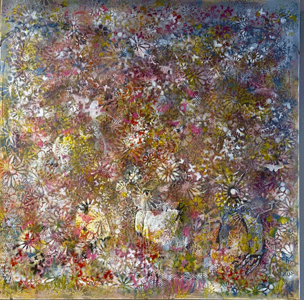 A painting by Jordanian artist Rawan Al Adwan on display at 40 Rue du Marché, le Patio in Geneva, Switzerland (Photo courtesy of Rawan Al Adwan)