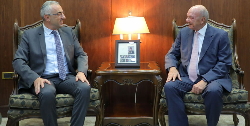 Senate President Faisal Fayez on Wednesday meets with Cypriot Ambassador Michalis Ioannou over the latest regional developments and ways to boost relations in various fields (Petra photo)
