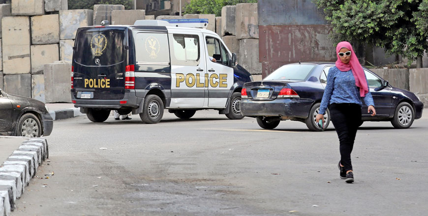 Egyptian security van near the US embassy after an explosive device detonated in downtown Cairo, Egypt, on Tuesday (Reuters photo)