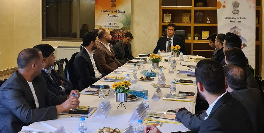 The Embassy of India in Amman held the “India-Jordan Business Forum (IJBF) – 2.0” meeting on Thursday with the participation of business groups in Jordan (Photo courtesy of Indian Embassy)