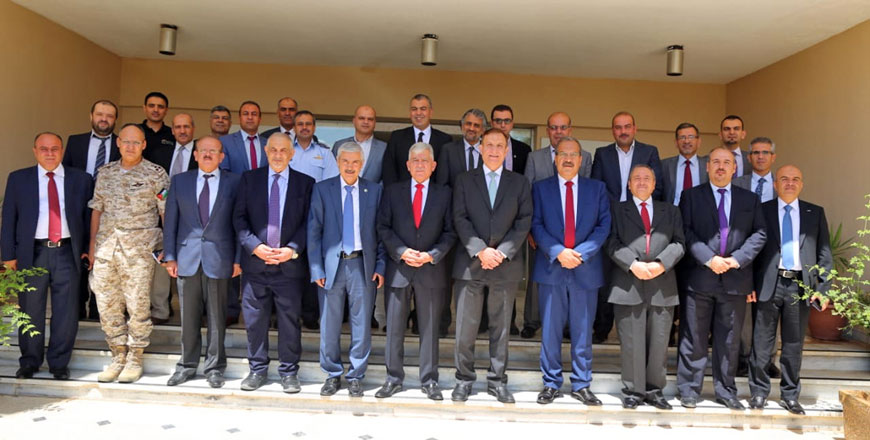 Representatives from the King Abdullah II Design and Development Bureau, Princess Sumaya University for Technology, the Jordan University of Science and Technology and Tafileh Technical University pose for a photo after signing an agreement to establish cooperation on Saturday (Petra photo)