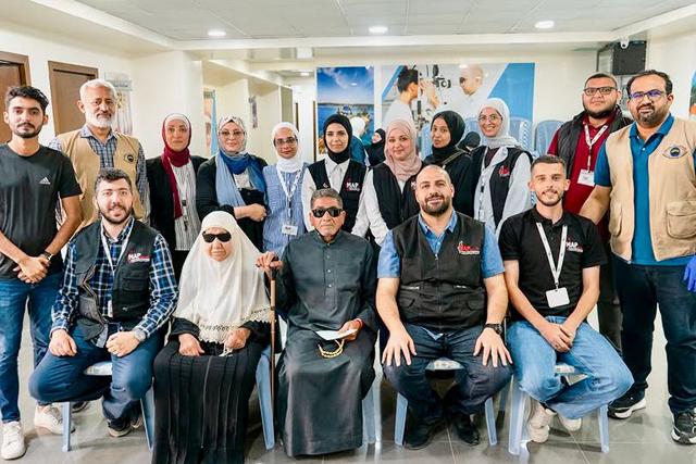 The Jordan Medical Aid for Palestinians, in partnership with Al Basar International Foundation and Al Khansa Hospital, concludes the fourth and fifth phases of its ongoing anti-blindness campaign (Photo courtesy of Jordan Medical Aid for Palestinians)