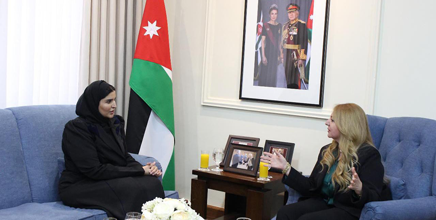 Minister of State for Foreign Affairs Nancy Namrouqa on Tuesday meets with Qatari Minister of State for International Cooperation Mariam Bint Ali Bin Nasser Al Misnad (Petra photo)
