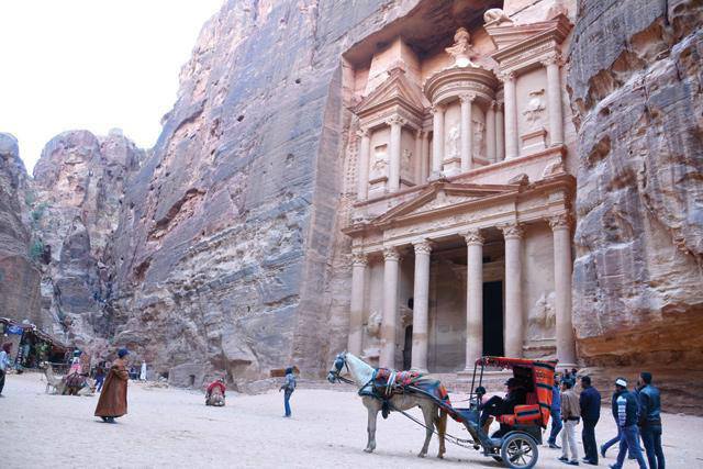 The total number of visitors to Petra in August reached 56,182, compared with 22,171 visitors in August of last year, according to the Petra Development and Tourism Region Authority (File photo)