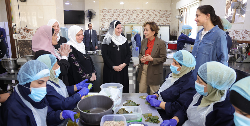 HRH Princess Basma Bint Talal, President of the Higher Committee of the Goodwill Campaign, on Sunday visits the That Al-Nitaqain Charitable Society in Tabarbour (Petra photo)