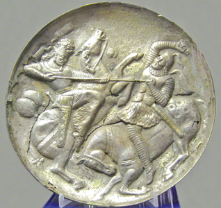 Photo courtesy of  Azerbaijan Museum (Sasanian era silver plate with gold coating)