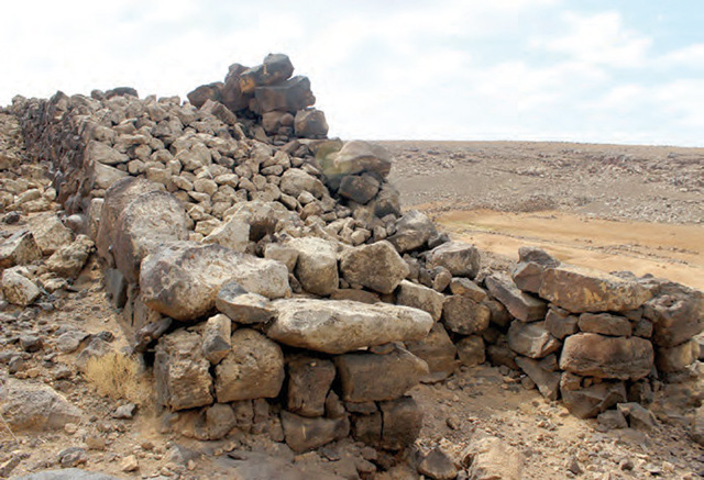 The fortification wall at Jawa, in the Black Desert, in eastern Jordan (Photo courtesy of Bernd Müller-Neuhof)