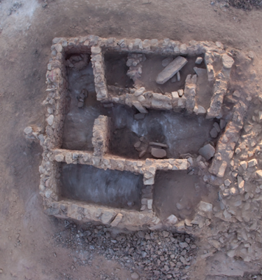 The structure excavated in 2014 at Khirbat Al Jariya taken from a balloon photography platform (Photo courtesy of Matthew Howland)