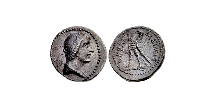 Silver drachm of Obodas I  from 86BC (Photo courtesy of CNG)