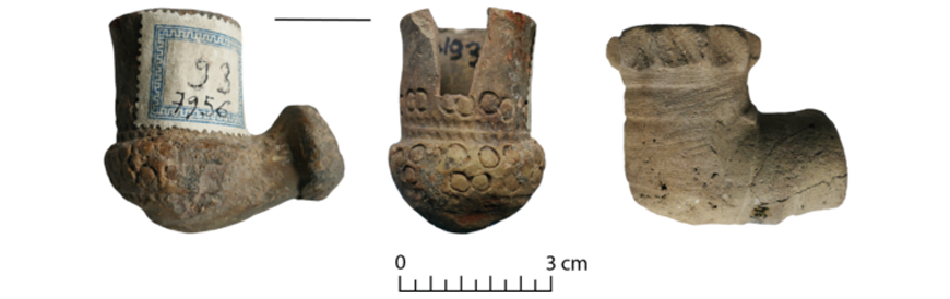 Two smoking pipes excavated in Fustat, Egypt, dating from the Ottoman Period (Photo courtesy of the Louvre Museum)