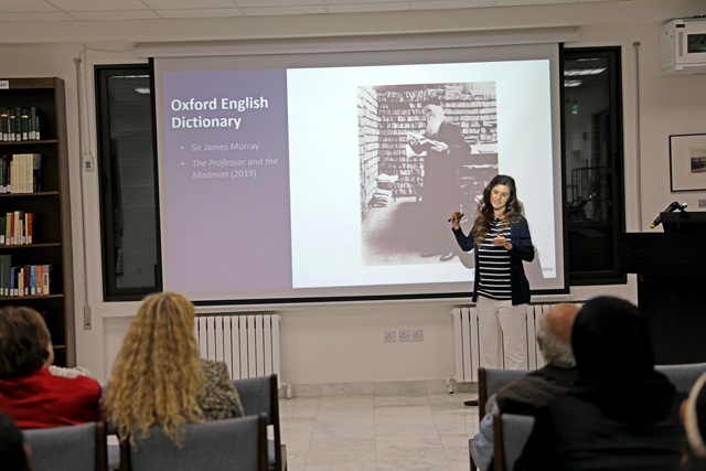 Andrea Flinn elaborates why the Levantine Arabic is more studied by non-native speakers who live in Jordan and the region on Sunday at American Centre of Research (Photo courtesy of ACOR)