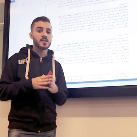 Mohammad Shehadat presenting his graduation project (Photo courtesy of UNESCO)