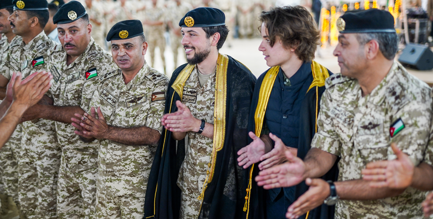 HRH Crown Prince Hussein joins his colleagues at the 40th King Hussein Bin Talal Royal Armoured Brigade, for a celebratory evening ahead of his wedding on Wednesday (Photo courtesy of Royal Court)