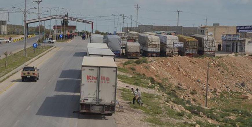 Trucks at the Jaber/Nasib border crossing between Jordan and Syria (JT file) 