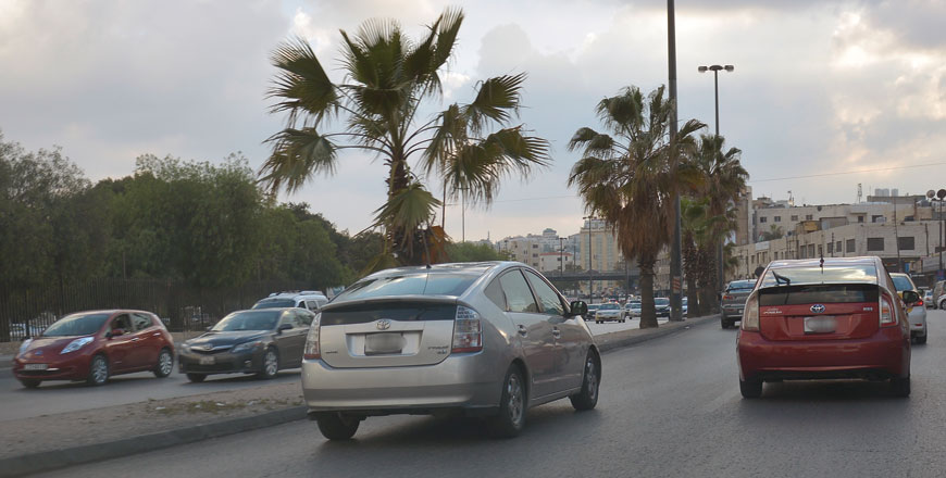 In this undated photo, hybrid cars are seen on a street in Amman (Photo by Amjad Ghsoun)