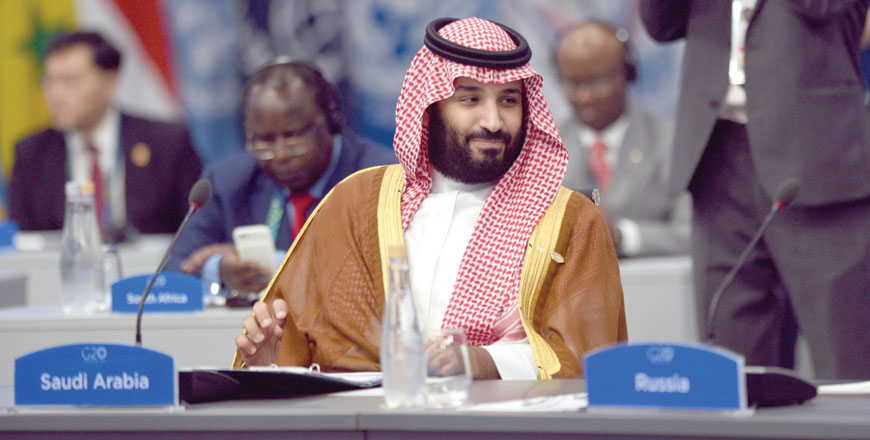 This handout photo shows Saudi Arabia's Crown Prince Mohammed Bin Salman attending the plenary session at the G-20 leaders summit in Buenos Aires, Argentina, on Saturday (Reuters photo)