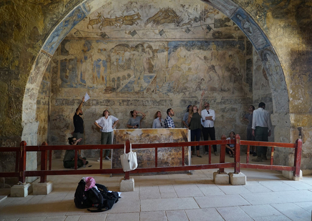 Participants of the Second Janet Abu Lughod Seminar visit Qusayr Amra site, 85km northeast of Amman, recently (Photo courtesy of Studio-X Amman)