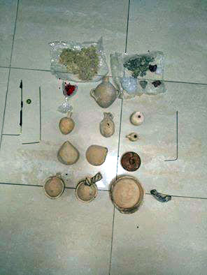 Artefacts seized recently by Irbid Preventive Security Department personnel (Photo courtesy of PSD)