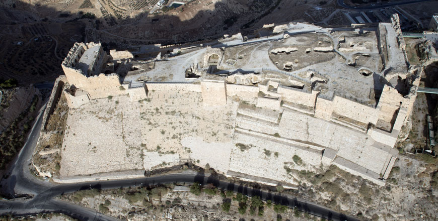 Karak Castle, founded in the 12th century, can be seen from above, October 2018  (Photo courtesy of Robert Bewley APAAME)