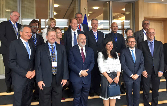 HRH Princess Sumaya with members of the World Science Forum Steering Committee in Brussels recently (Photo courtesy of Princess Sumaya University for Technology)