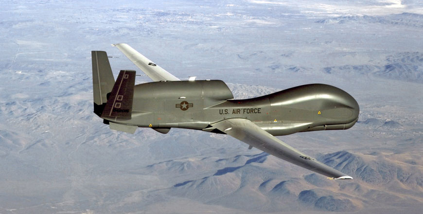   This undated US Air Force file photo released on June 20, shows a photo of a RQ-4 Global Hawk unmanned surveillance and reconnaissance aircraft (AFP file photo)