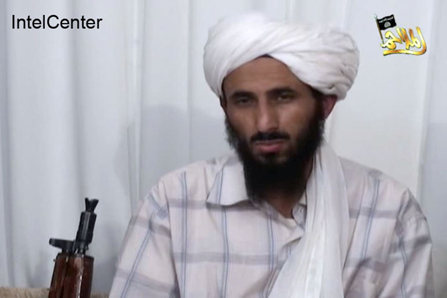 This image from video released January 23, 2009, by Al Malahim Media Foundation and provided by IntelCentre on December 30, 2009, shows the leader of Al Qaeda in the Arabian Peninsula, identified by the IntelCentre as Nasir Al Wuhayshi, in Yemen (IntelCenter via AP)