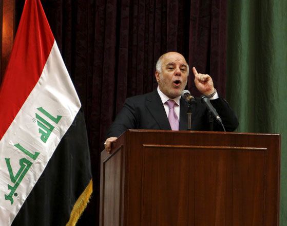 Iraqi Prime Minister Haider Al Abadi speaks during International Youth Day in Baghdad, Wednesday  (Reuters photo)