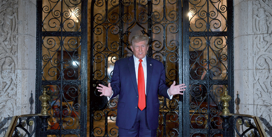 Former US President and current GOP Presidential candidate Donald Trump addresses the press at Mar-a-Lago on Friday, in West Palm Beach, Florida (AFP photo)