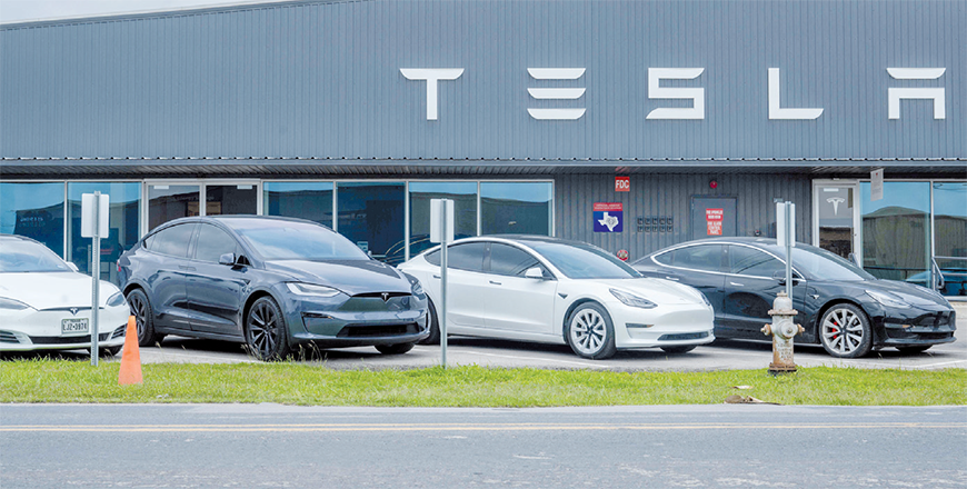 Tesla vehicles sit on the lot at a Tesla dealership on Monday in Austin, Texas (AFP photo)