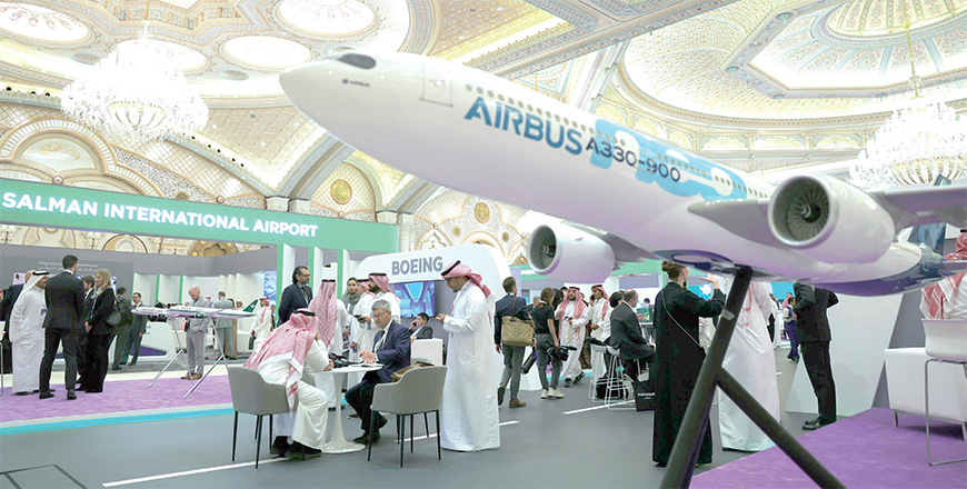 Saudis and foreign delegates attend the Future Aviation Forum in Riyadh on Monday (AFP photo)