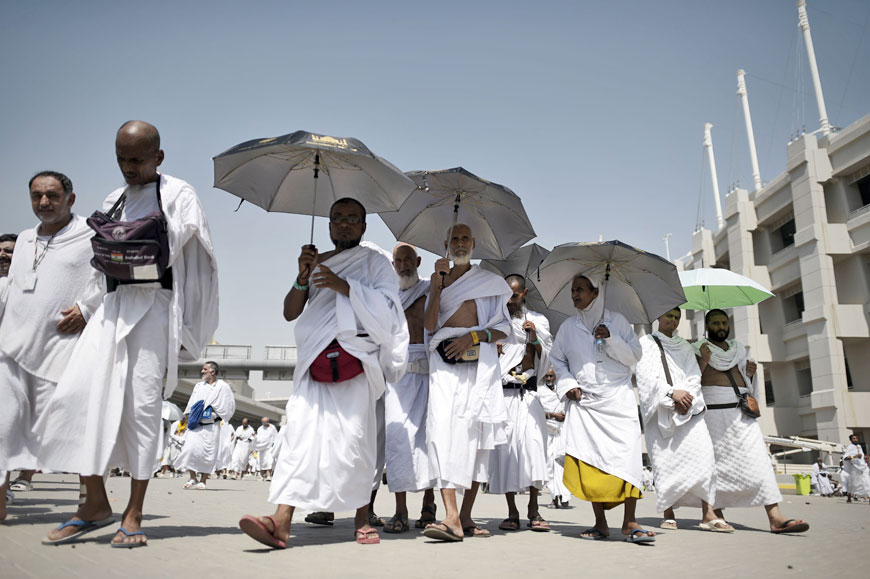 Pilgrims leave after throwing pebbles at pillars during the ‘Jamarat’ ritual, the stoning of Satan, in Mina near the holy city of Mecca, on Thursday (AFP photo)