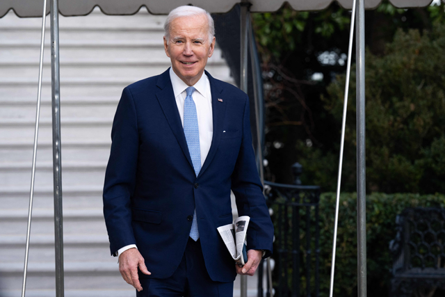 US President Joe Biden walks to Marine One prior to departing from the South Lawn of the White House in Washington, DC, on Friday (AFP photo)