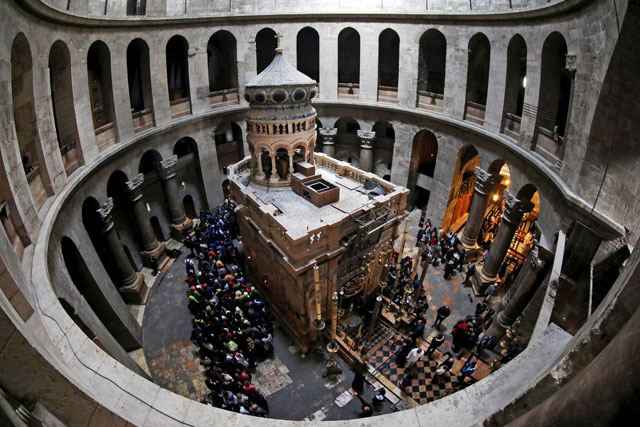 A general view of the Edicule of the Tomb at the Church of the Holy Sepulchre in Jerusalem's Old City on Wednesday (Reuters photo)