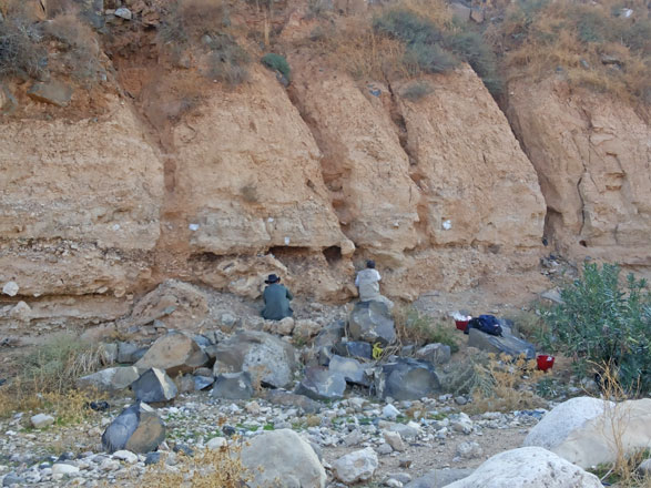 Researchers work on the site of Elephant Task, Dhulayl Valley (Photo courtesy of Fabio Parenti)