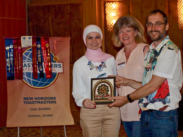 Toastmasters officials pose with world famous speaker Peter Zinn in Amman on Wednesday (Photo courtesy of Toastmasters Club)