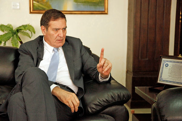 Khaled Toukan, chairman of the Jordan Atomic Energy Commission, speaks during an interview on Sunday in Amman  (AP photo by Sam McNeil)