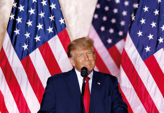 Former US President Donald Trump speaks at the Mar-a-Lago Club in Palm Beach, Florida, on Tuesday (AFP photo)