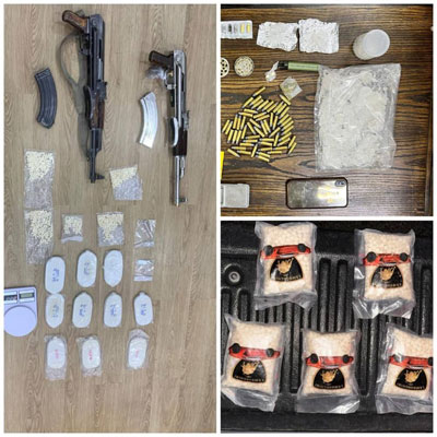 The Anti-Narcotics Department on Monday announces the arrest of 18 alleged drug dealers in seven illicit local and regional drug bust operations in various locations in the Kingdom over the past few days (Petra photo)