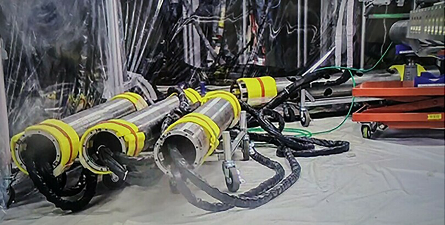 This handout photo taken on August 22, 2024 and received from Tokyo Electric Power Company (TEPCO) on August 23, 2024 shows pipes for the installation of a telescopic device to be used for the removal of radioactive debris, at TEPCO's Fukushima Daiichi nuclear power plant unit 2 in Okuma, Fukushima prefecture (AFP photo)