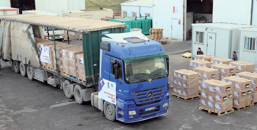 The number of trucks in all land convoys sent from Jordan to Gaza totals 4,326 (JT file)