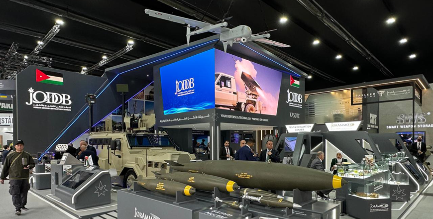 The Jordan Design and Development Bureau (JODDB) showcases its cutting-edge defence solutions at IDEX 2025, the International Defence Exhibition and Conference currently underway in the UAE, running until the 21st of this month (Petra photo)