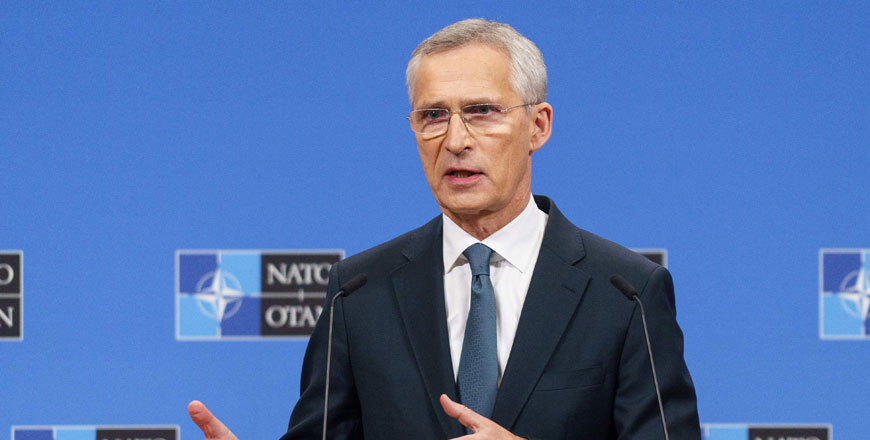 NATO Secretary General Jens Stoltenberg speaks during a press conference at NATO Headquarters in Brussels on June 14, 2024 (AFP photo)