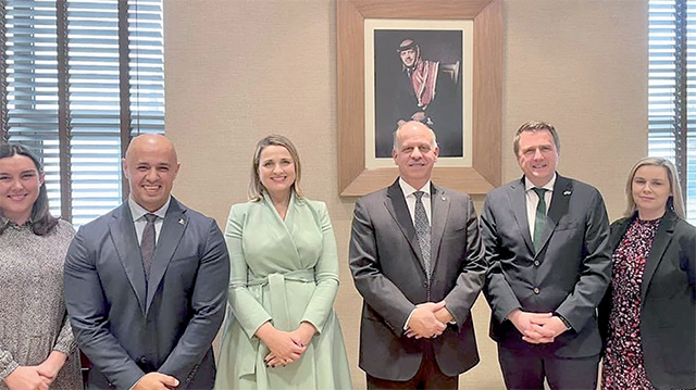 HRH Prince Feisal, James Browne, the Irish Minister of State at the Department of Justice for Law Reform and Youth Justice, and officials pose for a photo during a meeting on Wednesday (Petra photo)