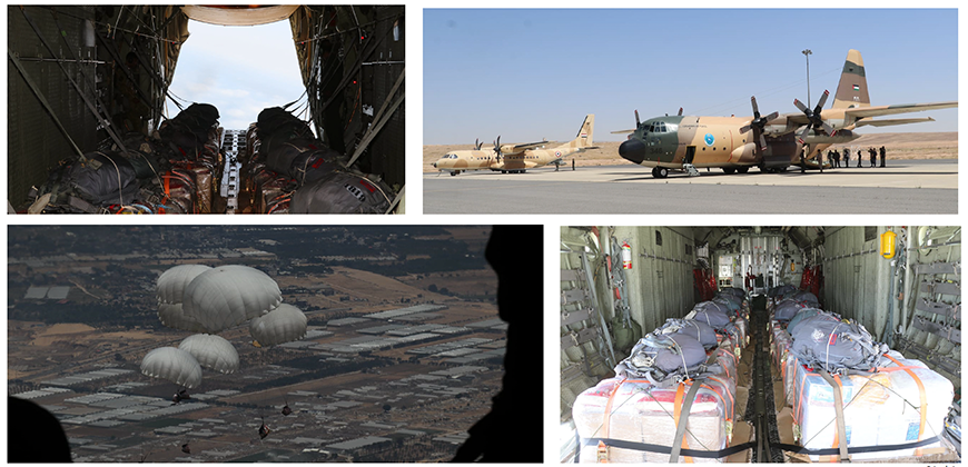 The JAF carries out on Thursday two more airdrops to the southern of the war-torn Gaza Strip in cooperation with Egypt (JAF photos)