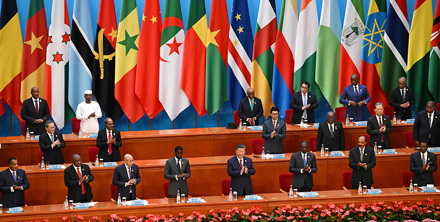 African leaders applaud Chinese President Xi Jinping (C) after his speech at the opening ceremony of the Forum on China-Africa Cooperation (FOCAC) in Beijing's Great Hall of the People on September 5, 2024 (AFP photo)