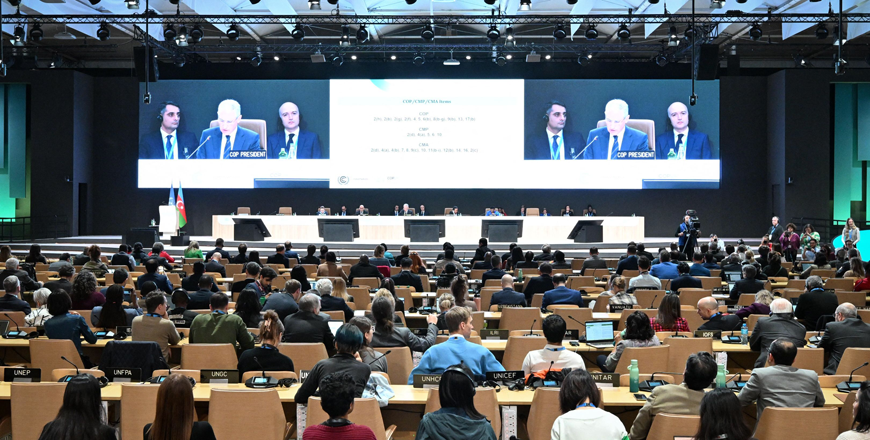 COP29 President Mukhtar Babayev speaks at a first closing plenary of the COP29 Climate Conference in Baku on November 23, 2024 (AFP photo)